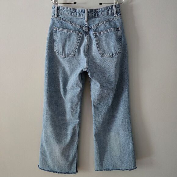 ZARA Cotton High-Rise Cropped Raw Hem Jeans Size 4 - Picture 2 of 4
